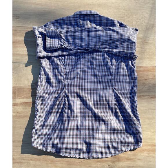 ETON CONTEMPORARY Shirt Check Long Sleeve Casual Men's Blue/Brown‎ SIZE 17 1/2" - Picture 6 of 6